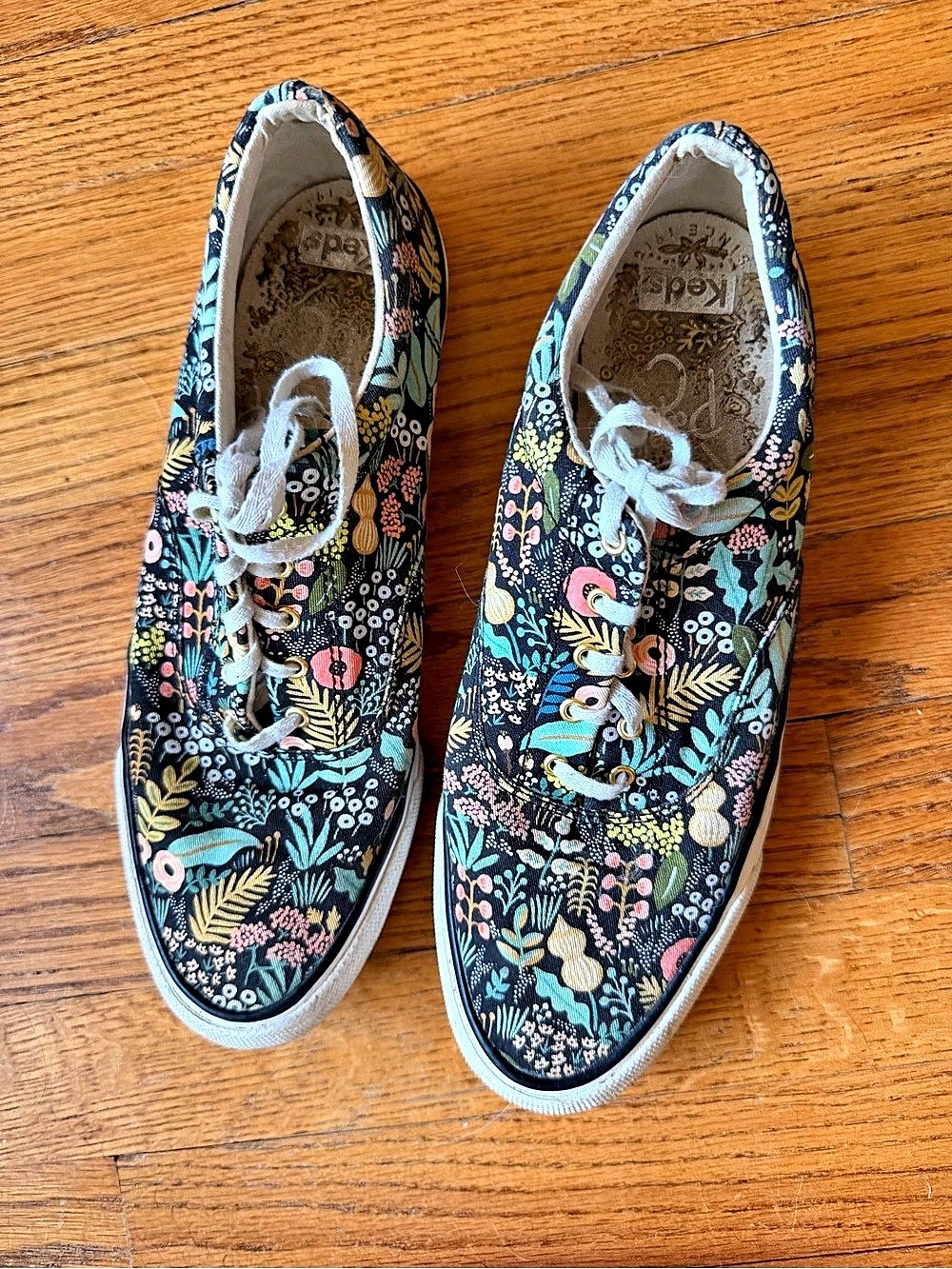 Keds x Rifle Paper Co Floral Sneakers Women’s 10 Black Botanical Lace Up